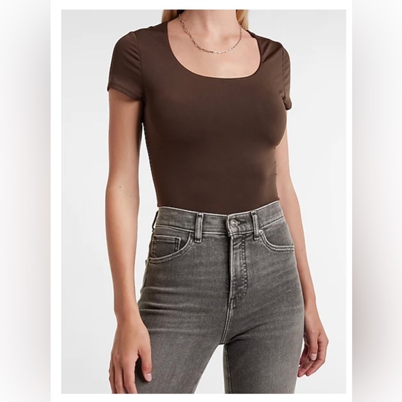 Body Contour Double Layer Scoop Neck Thong Bodysuit - Picture 4 of 4